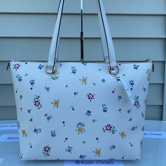 Coach Tote Purse Gallery Wildflower Printed Large Tote Chalk Multi - Picture 4 of 12
